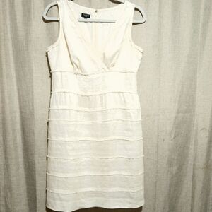 Talbots‎ Cream Sleeveless Sheath Dress Scoop Neck Mini Size 8P